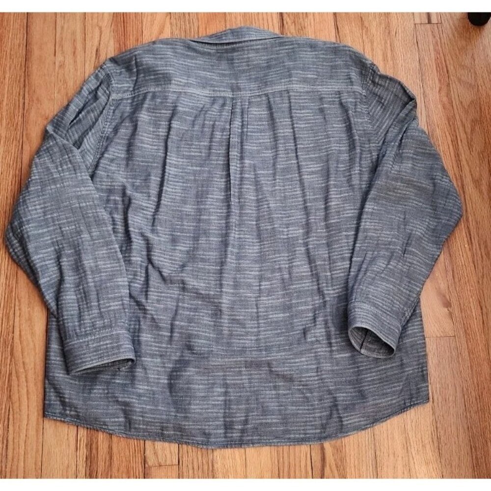 Carbon2Cobalt Shirt XXL 2XL Grey Long Sleeve Button Chambray Double Stripe - Picture 5 of 6